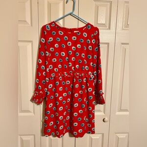 J. Crew Red Floral Long-Sleeve Women’s Dress
